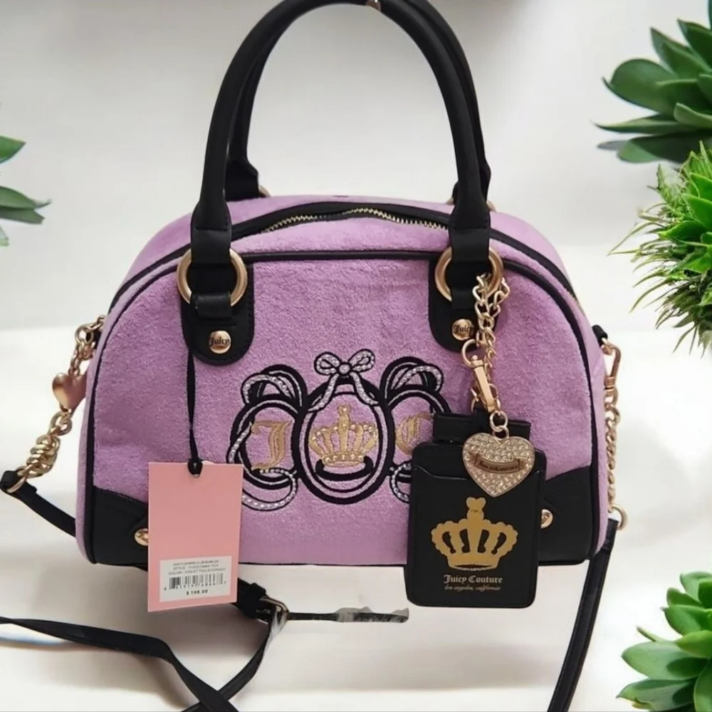🔹Juicy Couture 🔹️Juicy Lovers  Violet/tulle Purple Terry Cloth Club Bowler Bag